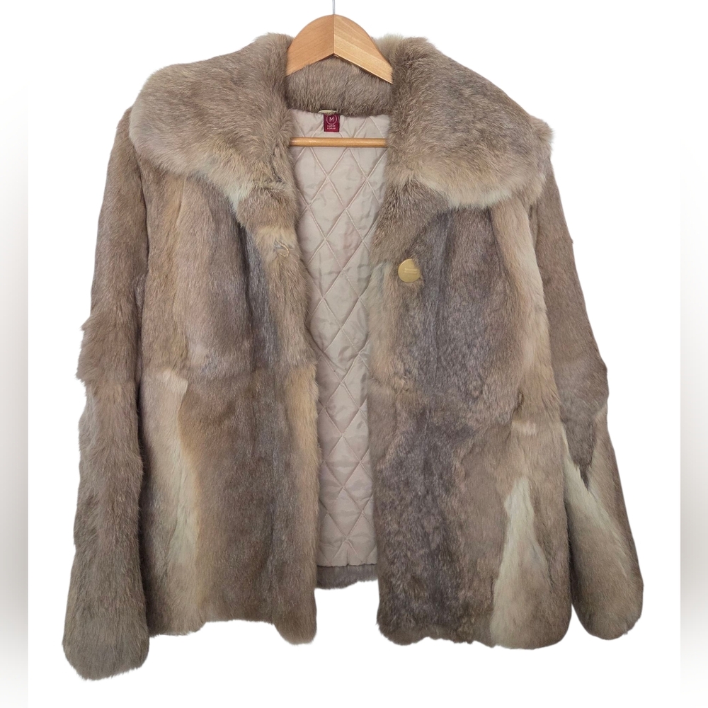 Vintage Opera Genuine Fur Coat – Taupe/Brown Quilted Satin Lining Size Medium - Picture 16 of 16
